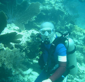 Dean near a coral reef at Pennekamp