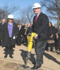 Sec. of Agriculture Tom Vilsack preaking pavement at USDA's headquarters. Photo by USDA