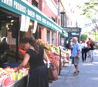 Fresh produce markets made this street seem more like Europe.