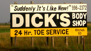 The "Toe Service" signs made us laugh two years ago.  This time through we took a photo.