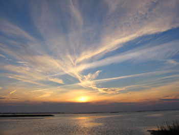 Sunset over Galveston Island.