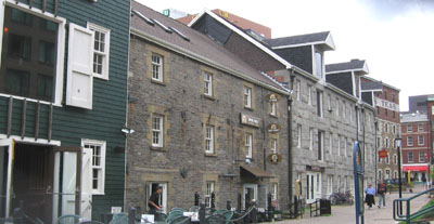 Interesting buildings line the promenade. 