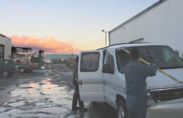 Our van gets its final bath.