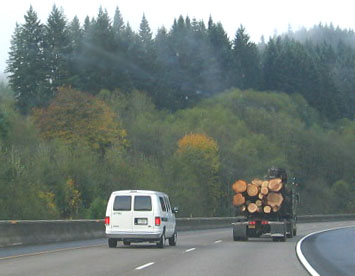 Heading south through the NW and its lumber trucks.