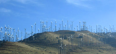Wind generators on the Tehachapi Mountain range